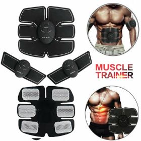 Electric Muscle Toner Machine ABS Toning Belt Simulation Fat Burner Belly Shaper (Color: black)